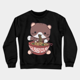 Kawaii Ramen Kitty - Cat Vaporwave Aesthetic World Crewneck Sweatshirt